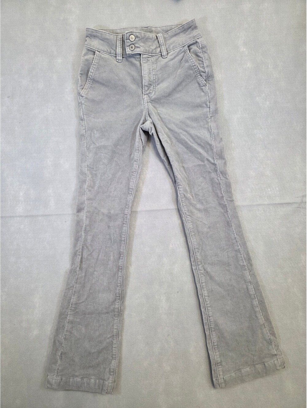 American Eagle Women's Light Gray Corduroy Stretch Boot Cut Pants Size 00 Reg